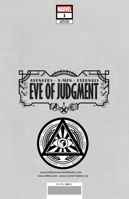 A.X.E.: EVE OF JUDGMENT #1 [AXE] UNKNOWN COMICS DAVID NAKAYAMA HELLFIRE EXCLUSIVE VIRGIN VAR (07/13/2022) - Double Back Comics and Collectibles