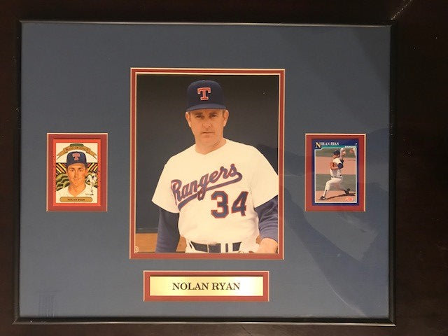 Nolan Ryan baseball memorabilia framed picture with Baseball Cards - Double Back Comics and Collectibles