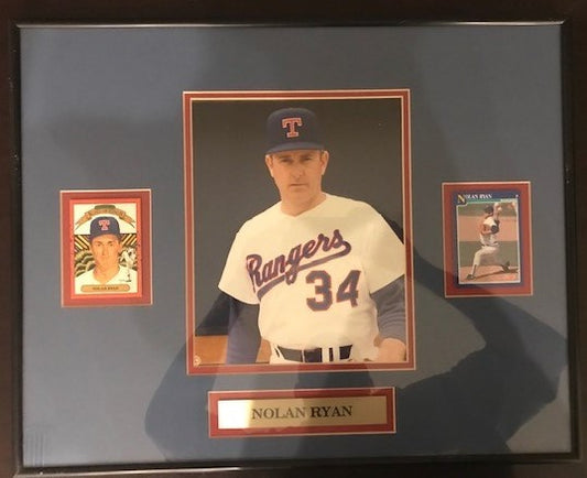 Nolan Ryan baseball memorabilia framed picture with Baseball Cards - Double Back Comics and Collectibles